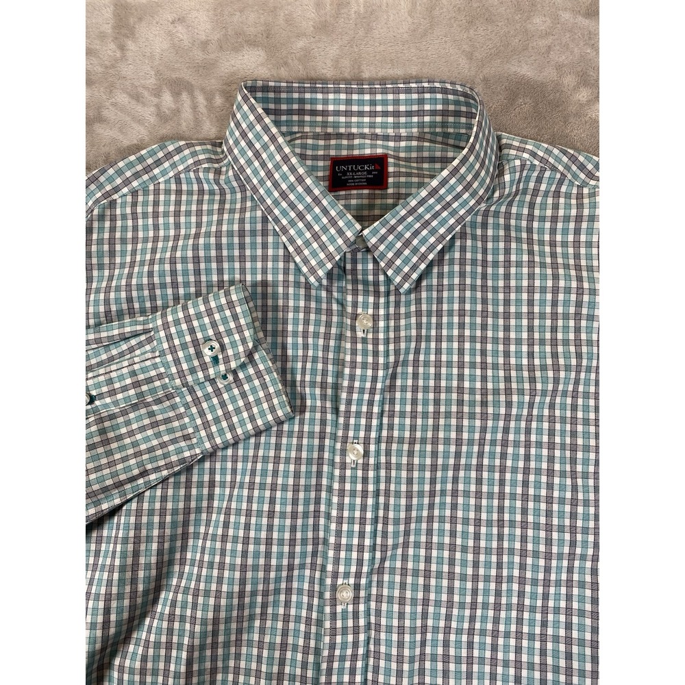 Untuckit Shirt Mens 2XL Plaid Slim Fit Wrinkle Free Button Up Long Sleeve